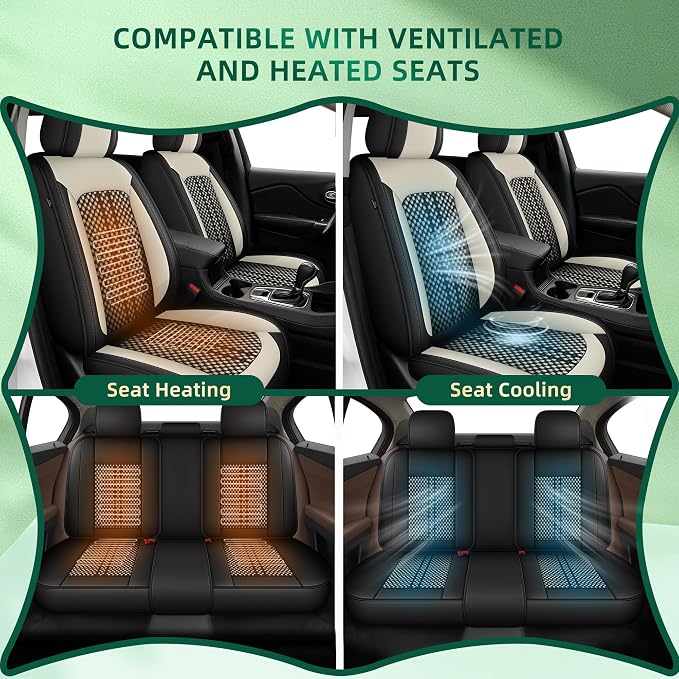Leather Seat Covers Fit for Jeep Patriot 2007-2017 5 Seats Full Set Black Ice Silk Seat Covers (5 Seat Black&White)