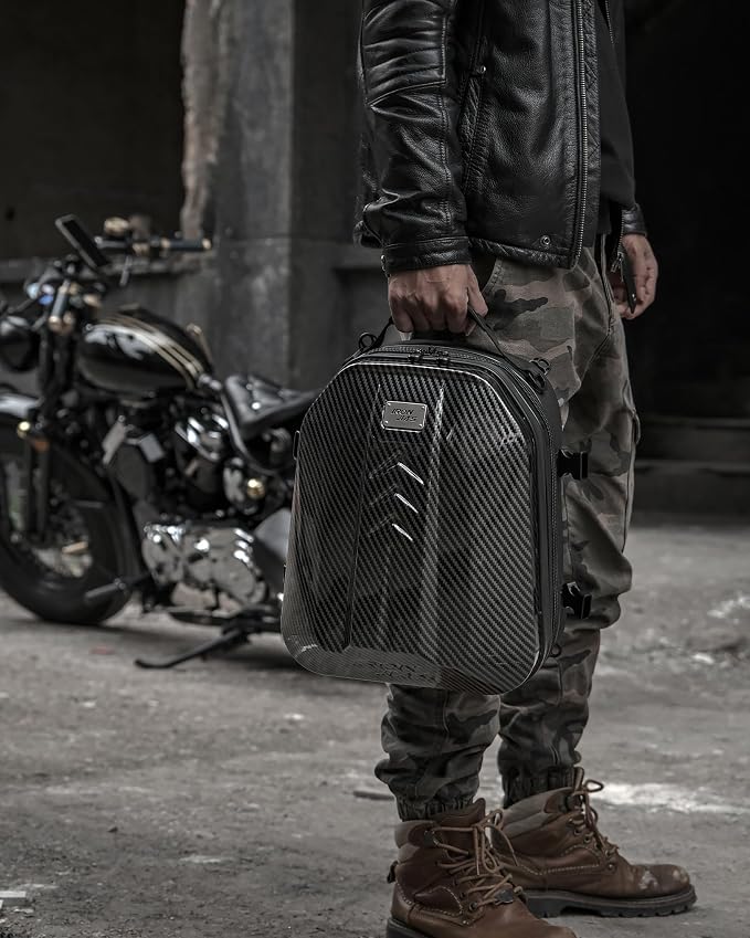 Grapelet Motorcycle Tail Bag Backpack Waterproof ABS Hard Shell Motorbike Luggage Bags Helmet Bags with Expandable Storage 24L-35L
