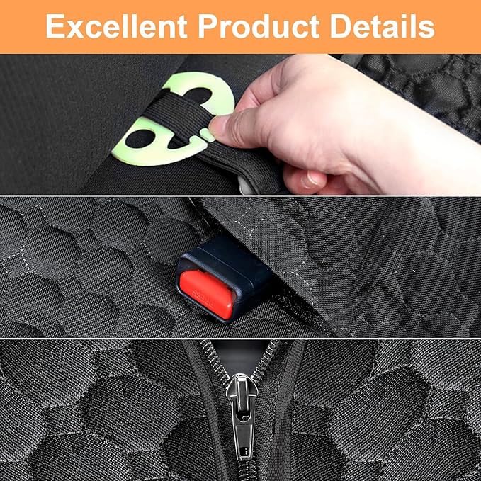 Mancro Dog Car Seat Cover for Back Seat, 2026 Upgraded 600D Heavy Duty Waterproof & Scratch-Resistant Dog Hammock for Car, Back Seat Pet Cover for Dogs with Sedan, Standard, Orange