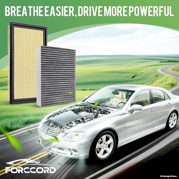 Engine & Cabin Air Filter Fit for Explorer 2011-2019, 3.0T Flex 2010-19, Fusion 2010-12 3.5L, Taurus 2009-19, MKT 2010-19 Activated Carbon Cabin Filter Replace#CF11176 CA10242 Car Accessories