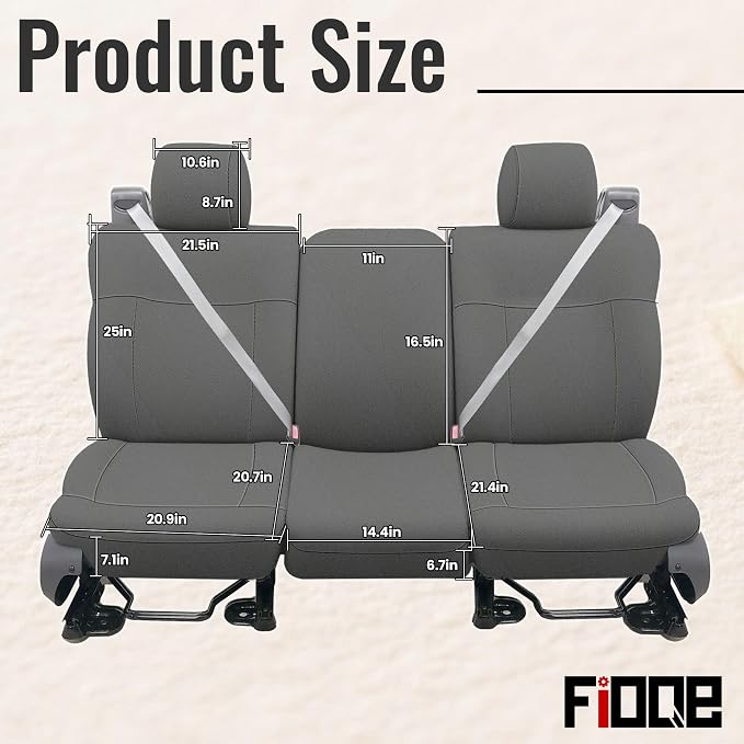 Heavy-Duty Knit Seat Covers for Ford F150 XLT Super Cab 2004 2005 2006 2007 2008 Front Bench Durable Fabric Protection - Gray