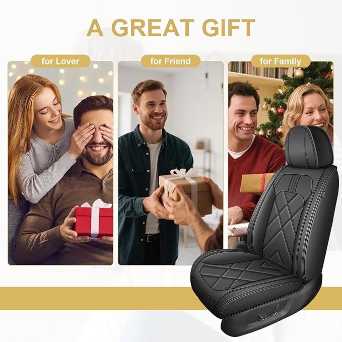 TTX for Ford F150 2009-2024 2025 2026 Seat Covers & F250 F350 F450 2017-2026 Seat Cushion Cover with Faux Leather(Full Set,Black)
