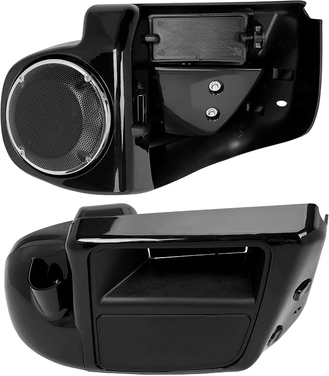 ECOTRIC Motorcycle Lower Vented Leg Fairing W/Speaker Box Pods & Grilles + 6.5“ Speakers Compatible with 2014-UP Harley Davidson Touring Road King Street Glide Electra Glide Models (Air-Cooled)