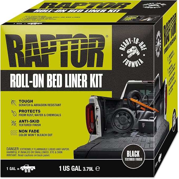 RAPTOR Roll-On Truck Bed Liner Kit, Black, 1 Gallon, Pack of 2