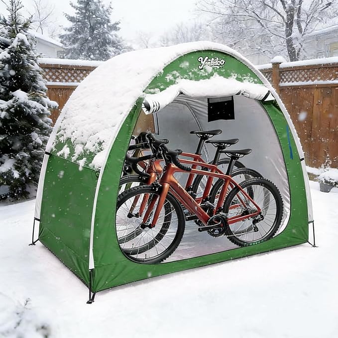 Bike Shed, Outdoor Portable Bike Storage Shed Tent, Bike Tent, Waterproof Bicycle Shelter with 210D Oxford Fabric, Bicycle Cover Fits 2-3 Bikes (Green)