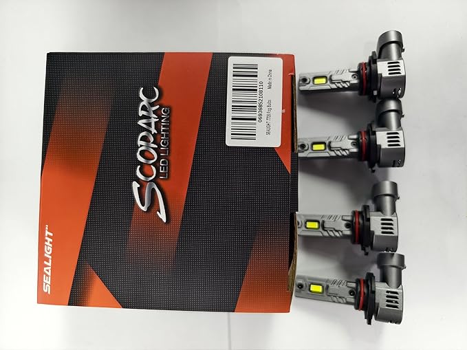 SEALIGHT S2S 9005/HB3 9006/HB4 Light Bulbs Combo, 100,000LM Super Brighter, 6500K Pure White 9005 9006 Fog Bulbs, with Cooling Fan 60K+ Hours Lifespan, 4-Pack