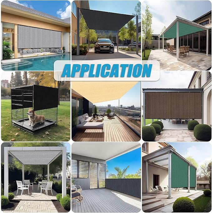 Amagenix 90% Sun Shade Cloth with Grommets, 8' x 16' Pergola Replacement Shade Cover Canopy Privacy Screen for Outdoor Patio Garden, Green (We Customized)