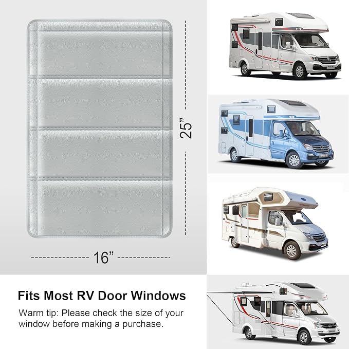 RV Door Window Shade Cover - Magnetic RV Blackout Window Cover with UV Protection and Privacy Features (25 * 16 in) Foldable Magnet Design, Waterproof Fabric, and Reflective Silver Coating