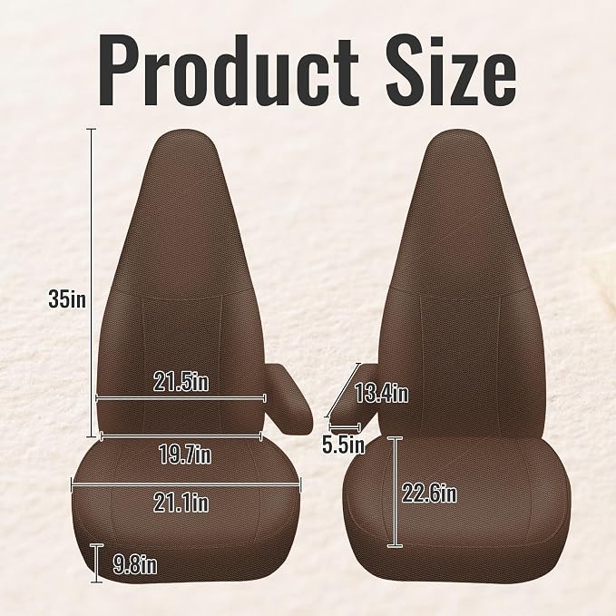 600D Heavy Duty Seat Covers for Chevy Express 1996-2025,Front Bucket Seats with Grab Handle Opening, Durable Oxford Fabric Protective Covers, Not for RV Seat-Brown