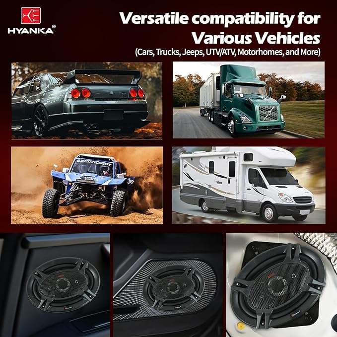 H YANKA AYOCK ECS-69 6x9 Car Speakers, 600W 4-Way Coaxial Full-Range Car Audio, Clear Stereo Sound, No Distortion, Perfect for Cars, Trucks, Jeeps, 1 Pair