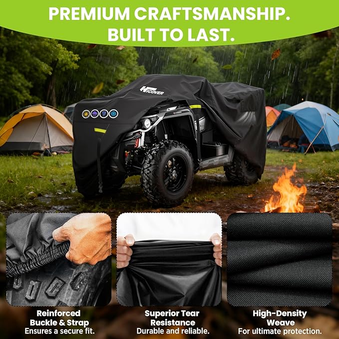 600D ATV Cover Waterproof Heavy Duty Trailerable 4 Wheeler Cover Waterproof Outdoor Quad Cover All Weather Season UV Protection for Polaris Kawasaki Yamaha Suzuki Honda