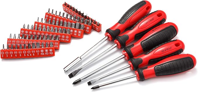 CARTMAN 205 Piece Ratchet Wrench Tool Set,1/4" & 3/8" & 1/2" Drive with SAE/Metric Sockets Kit in Plastic Toolbox