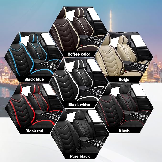 CTDS Car Seat Covers for Chevy Equinox 2005-2026, Stylish Sport Seat Cover, Premium Nappa Leather Car Seat Cover. Automobile Seat Covers Sets.(Standard 2 Seats/Black White)