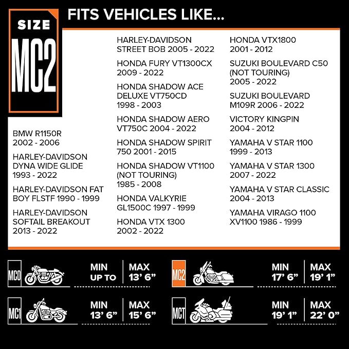 Budge Sportsman Motorcycle Cover, Black, Waterproof, Universal Fit, Fits up to 114", Model: MC-8