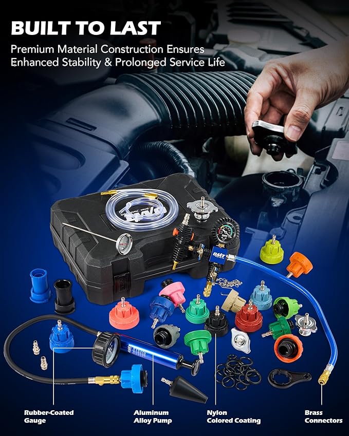 Orion Motor Tech Coolant Pressure Tester Kit, 31pc Master Coolant Vacuum Refill Kit with 23 Radiator Adapters, Radiator Cooling System Pressure Tester Kit with Vacuum Pump Vacuum Purge & Refill Tool