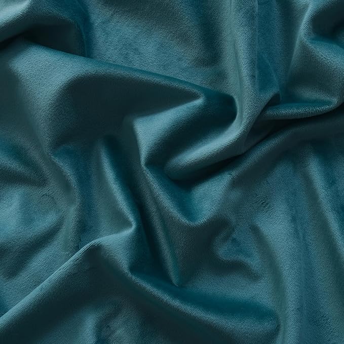 Roslynwood Luxury Soft Teal Blue Velvet Curtains 96 inches Long Back Tab Thermal Insulated Blackout Window Drapes for Living Room/Bedroom/Dining Room, W52 x L96, 2 Panels