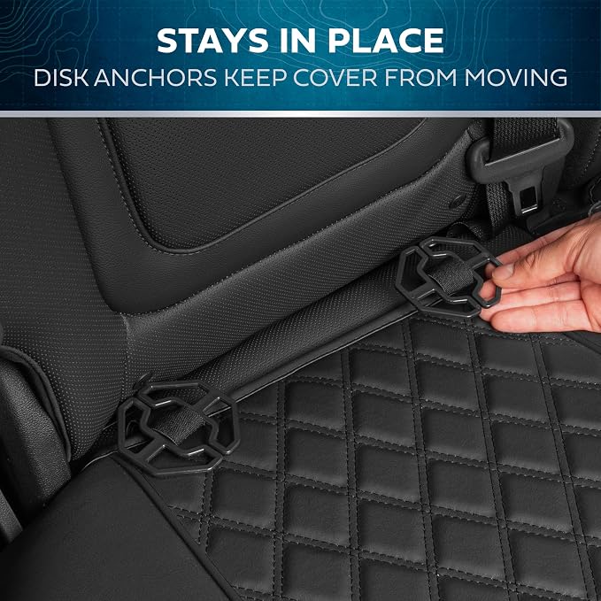 MotorBox Prestige Edition Napa Leather Seat Covers for Cars, Open Sides Front Seat Covers, Premium PU Leatherette Black Car Seat Covers for Cars Trucks SUVs, Front Seats Only