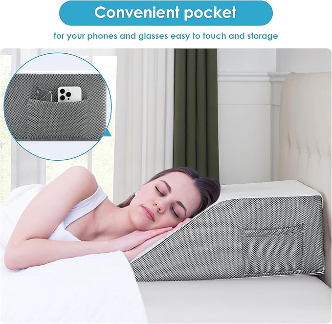 Cozymaker 10" Leg Elevation Pillows for Swelling, Cooling Gel Memory Foam Wedge Pillows for After Surgery, Sciatica Back Knee Hip Ankles Pain Relief, Leg Pillows for Sleeping
