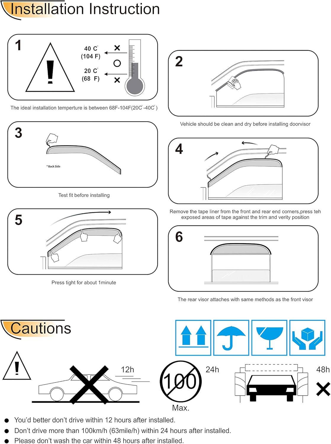 Side Window Wind Deflector,4pcs Out-Channel Tape-On Nice Rain Guards Set fit for 1997-2017 Ford Expedition,1998-2017 Lincoln Navigator 94233