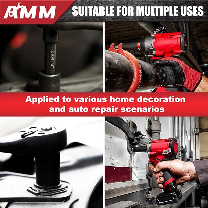 AMM 123Pcs Impact socket set,1/4”3/8”Drive Deep&Shallow Socket wrench set,6 Point Metric&Standard Full 5/32"-3/4",4-22mm with Spark plug sockets,72T Ratchet handle,Screwdrivers,for Automotive&Home