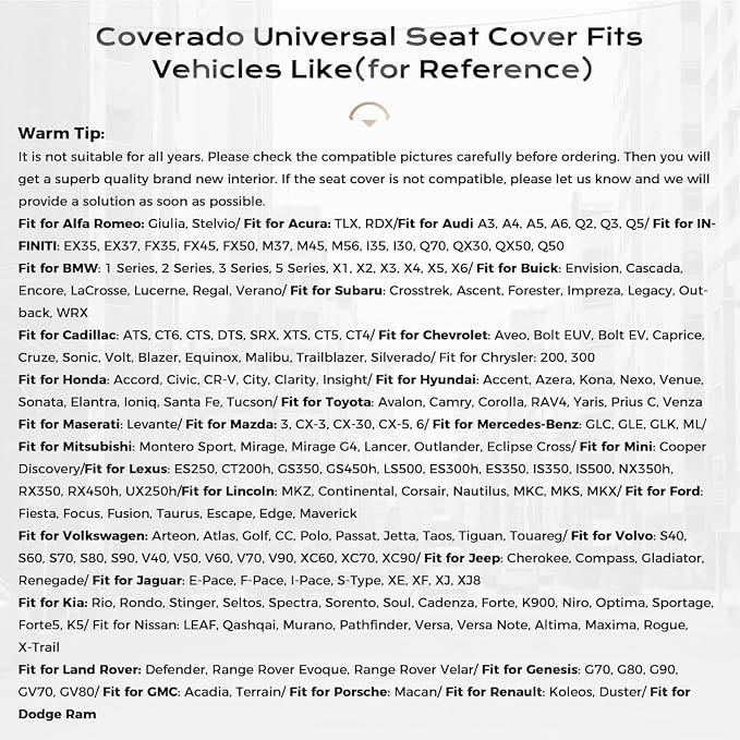 Coverado Front Seat Covers, 2 Pack Waterproof Seat Cover for Cars, Premium Leather Seat Covers, Front Seat Car Seat Protectors, Driver Car Seat Cushions Universal Fit for Most Vehicles (Black&Blue)