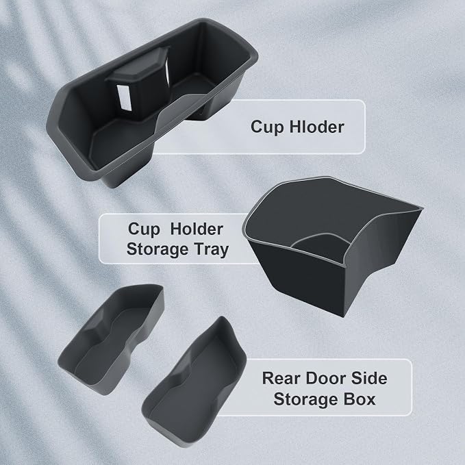 BIBIBO 4 Pack for 2025 2026 Grand Highlander Silicon Central Control Organizer 2024-2026 Toyota Grand Highlander/2025 2026 Grand Highlander Hybrid Control Insert Cup Holder+Rear Door Side Storage Box