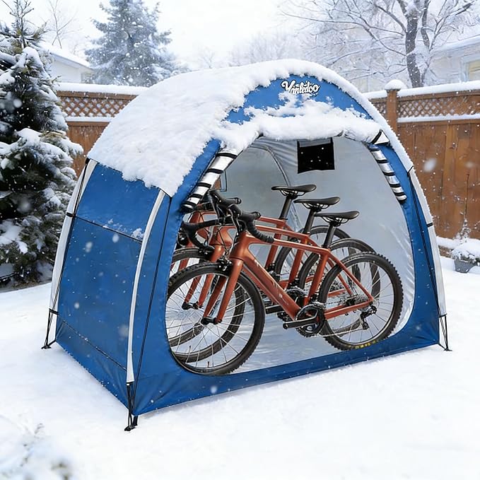 Bike Tent with Protective Cover & Water Strap – Heavy-Duty 210D Oxford Fabric Bicycle Shelter – Waterproof Outdoor Storage Tent for 2-3 Bikes, Portable & Windproof (Royal Blue)