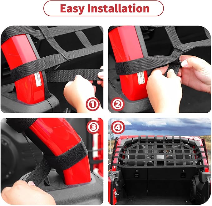 Linskip Heavy Duty Cargo Net Compatible with 2018-2025 Jeep Wrangler JL JLU 4XE 4Door, Trunk Divider Net for Jeep JL Exterior Accessories(Black)