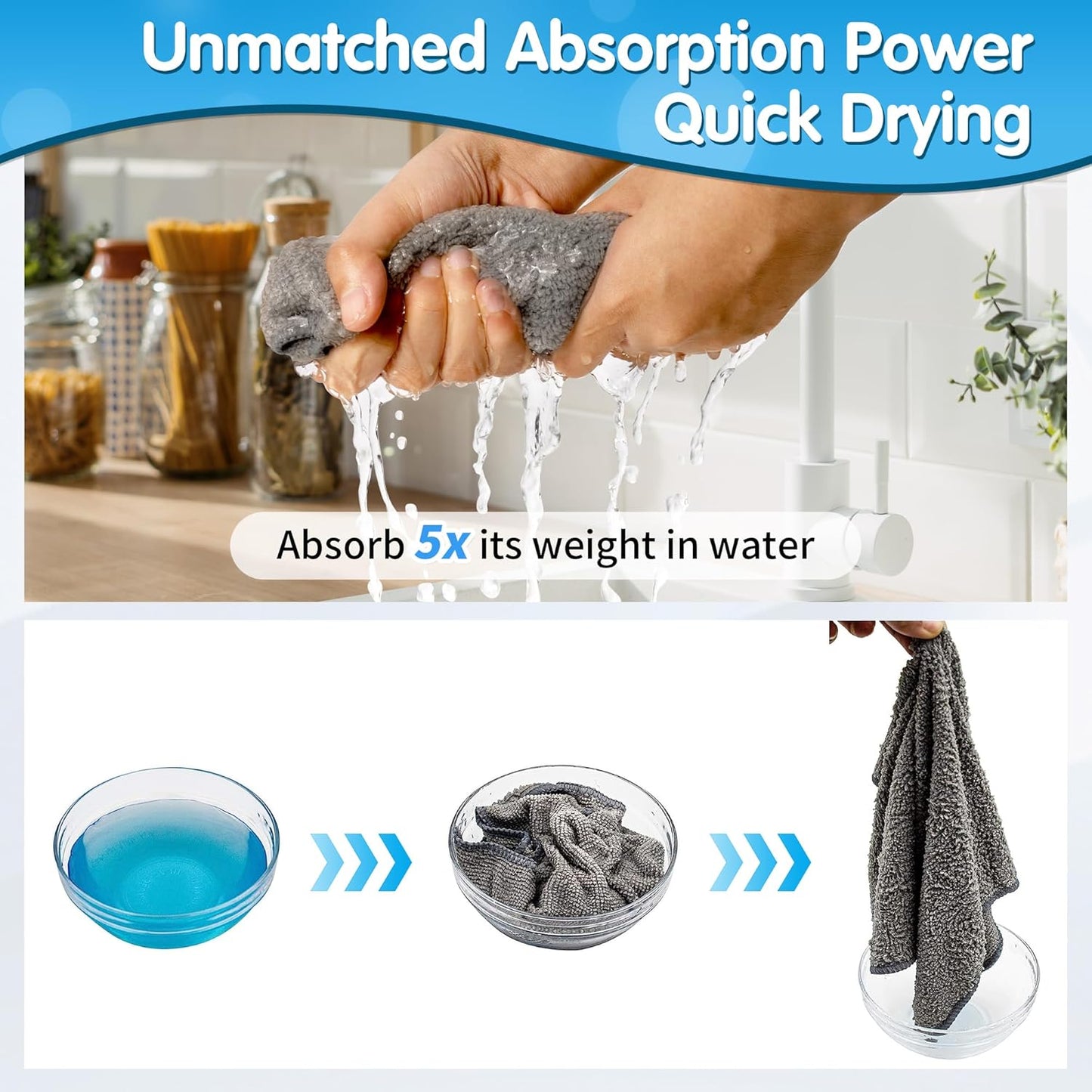 FIXSMITH Grey Microfiber Cleaning Cloth -Pack of 8, Highly Absorbent Cleaning Rags, 16"X12" All Purpose Cleaning Towels for Housekeeping, Kitchen, Car, Lint Free and Reusable Microfiber Towels