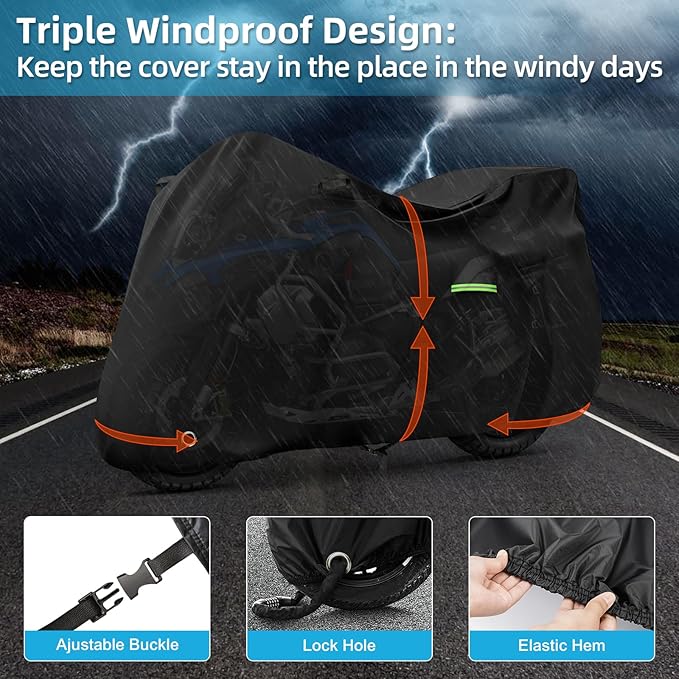 Motorcycle Cover Waterproof for BMW R1300GS/R1250GS/F900GS/Adventure with Trunk Model, Heavy Duty Outdoor Sun Rain UV Dust All Weather Protection Motorbike Cover with Soft Cotton Lining & Lock Hole
