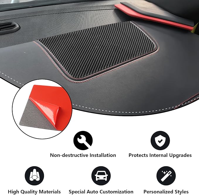 Real Carbon Fiber Center Console Panel Trim Compatible with Corvette C8 2020-2026, Interior Decor Sticker Accessories