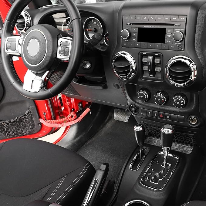RAZPOY JK 18PCS Interior Trim Kit, Steering Wheel Trim & Gear Shift Cover Air Conditioning Vent Trim Compatible with 2011-2017 Jeep Wrangler JK 4-Door, Chrome