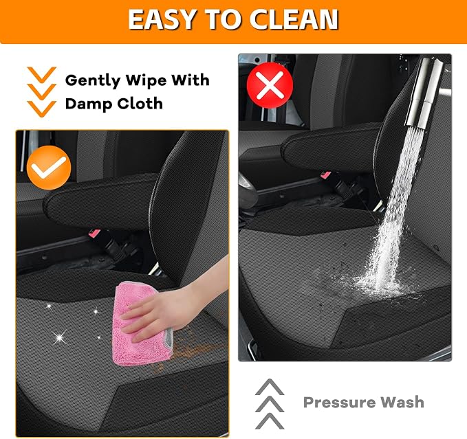 Front Bucket Seat Covers Compatible with 2013-2020 Dodge Ram Promaster Van, Armrest on Drivers Only, Breathable Automotive Cover Cushion Accessories, Black and Charcoal