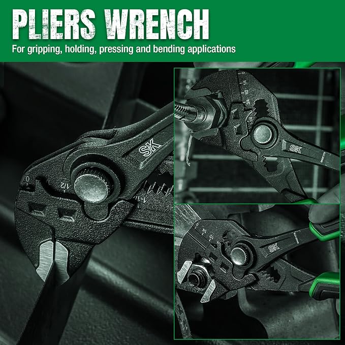 SK 7.5-Inch Pliers Wrench, Premium CR-V Construction, Smooth Parallel Jaws with Comfortable Grips