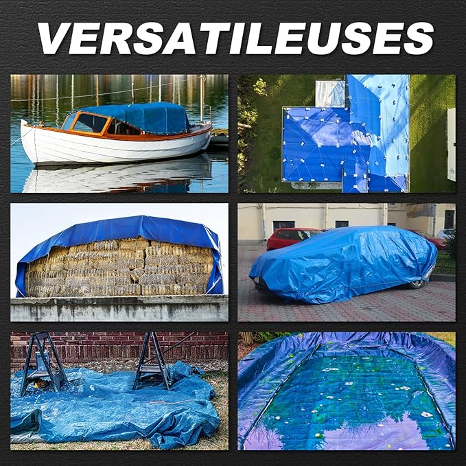 Tarps Waterproof 6x8 Feet, 2 Pack Heavy Duty Green Tarp Cover 8 Mil Thick, Resistant Plastic Tarpaulin with Metal Grommets, Outdoor Tent Cover for Emergency Rain