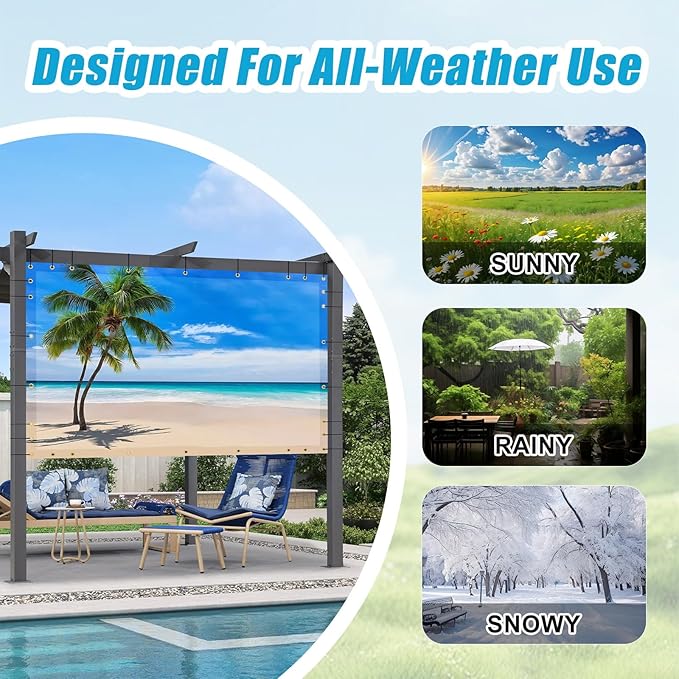 Amagenix Custom Design Patio & Gazebo Backdrop Screen, PVC Sun Shade with UV Resistant, Full-Color Printed Shade Cloth Cover for Backyard, Balcony, Outdoor, Garden