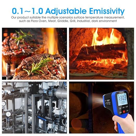 Pyrometer AI-1600APP, -58℉~2912℉ High Temp Thermometer Gun D:S=30:1 Dual Laser Industrial ir Thermometer Gun w/Touch Buttons, Rechargeable Can be Connected to Phone APP (NOT for Human Temp)