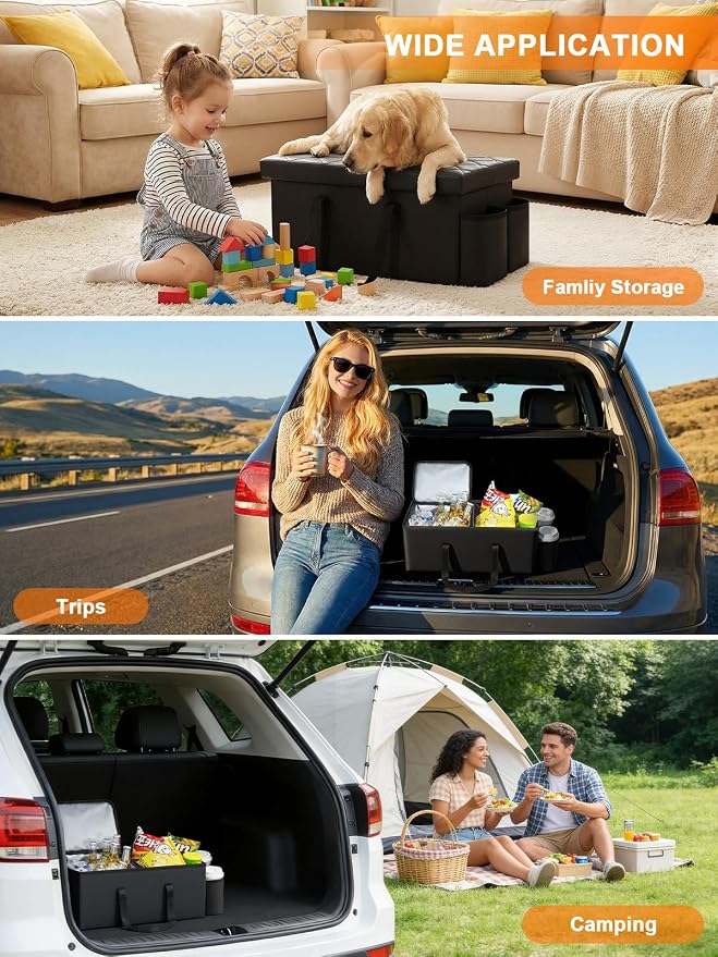 Car Seat Organizer Compatible with 2019-2026 Kia Telluride/Subaru Ascent 7 Seater, Car Seat Aisle Storage Box with 9.5L Leakproof Cooler Bag, Foldable Backseat Console Bin for Family Travel