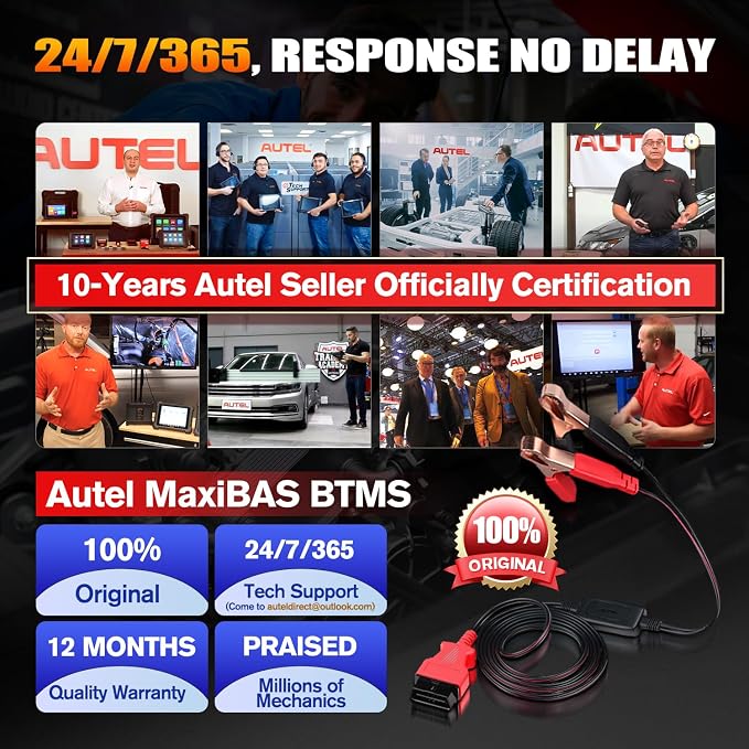 2026 Autel MaxiBAS BTMS OBD2 Car Battery Tester Memory Saver, Preserve Vehicle Data Code Electronic Preset, Maintain Data Surge Protection Attaches to 12 Volt Backup Battery, Provide Power to Vehicle