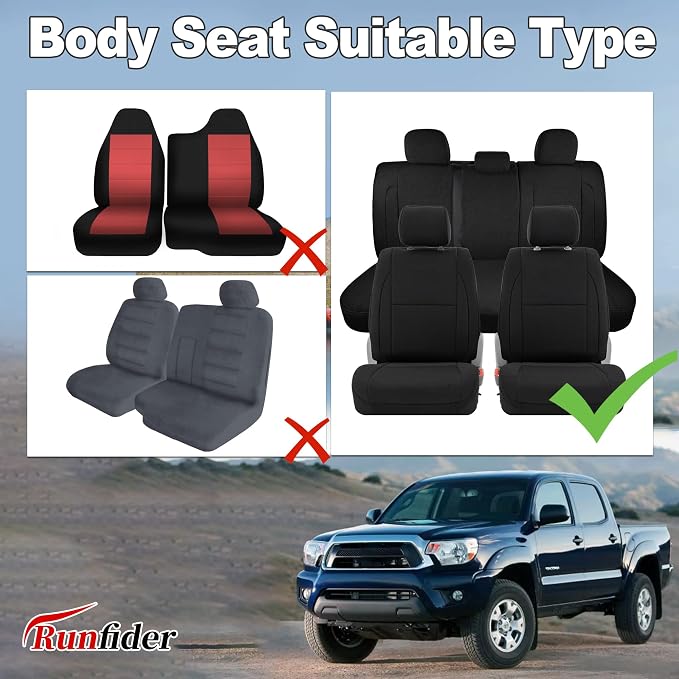 Bench Seat Covers for Toyota Tacoma 2016 2017 2018 2019 2020 2021 2022 2023 Heavy Duty Cloth Protector Interior Accessories,with Non-Folding Passenger Seat, Black(Full)