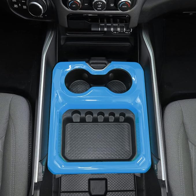 RT-TCZ for RAM Cup Holder Storage Box Trim Cover, Baby Blue Interior Accessories for Dodge RAM 2018-2023