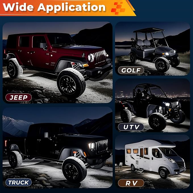 30 Pods Pure White LED Rock Lights Kit with Switch Wiring Harness,6500K 810 LEDs Bright Rock Lights for Trucks,Waterproof Underglow Light for Car Jeep Off Road ATV UTV SUV(Patented)
