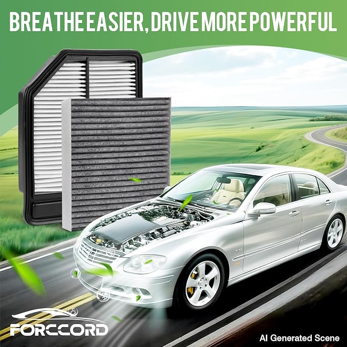 Cabin & Engine Air Filter Fit for Honda Civic 2006 2007 2008 2009 2010 2011 (1.8L) Activated Carbon Cabin Filter Replacement CF10134 CA10165 Car Accessories