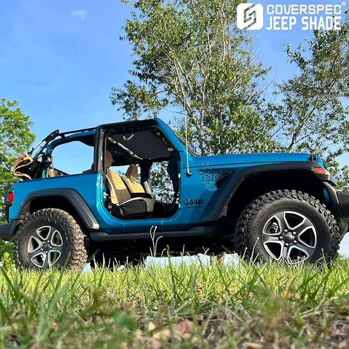JT JL Top Sun Shade Roof Compatible with Jeep Wrangler and Gladiator 2 or 4 Door 2018 to 2023 Sunshade Sunroof Blocks UV Wind Noise Black Mesh for Front