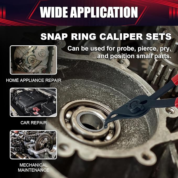 12-Piece Universal Snap Ring Pliers,Heavy Duty Fixed Tip Combination Internal and External Snap Ring Pliers, Suitable For Automobiles, Lawn Mowers, and Agricultural Equipment