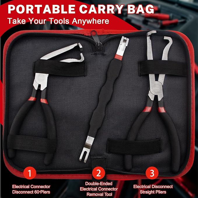 SBGGRL3Pcs Automotive Electrical Connector Pliers and Terminal Pin Removal Tool Set,37960/37980/13120 Electric Wire Plug Disconnect for Car Push Tab Style Plugs Separator
