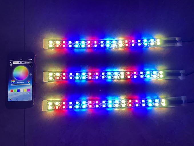 3PCS 1FT 2FT 3FT 4T 5FT 6.5FT Double Row Dual LEDs Dyanmic Symphony RGB Chasing Light Strips for Slingshot Wheel Car Truck Slingshot Hood Grille APP Remote (3PCS 1FT Double Row Light Strips)