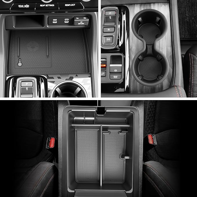 SKTU 3-Pack for 2026 Honda Passport Center Console Organizer for 2026+ Honda Passport Console Tray & Wireless Charging Mat & Cup Holder Honda Passport 2026 Accessories Console Non-Slip Pad