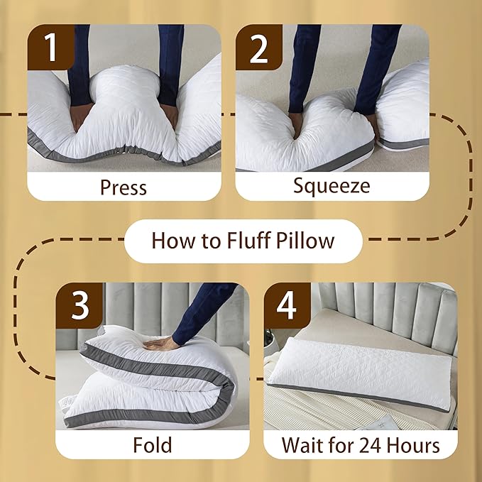 WhatsBedding Memory Foam Body Pillow with Removable Pillowcase -Fluffy Body Pillows for Adults -Large Long Bed Pillows for Sleeping - White