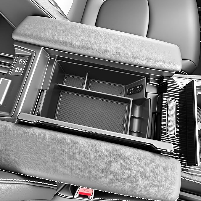 SKTU for 2025 2026 Toyota Sienna Accessories Center Console Organizer for 2021-2026 Toyota Sienna Console Tray 2026 Sienna ABS Console Organizer with Coin Holder (Not Fit Models with Refrigerator)